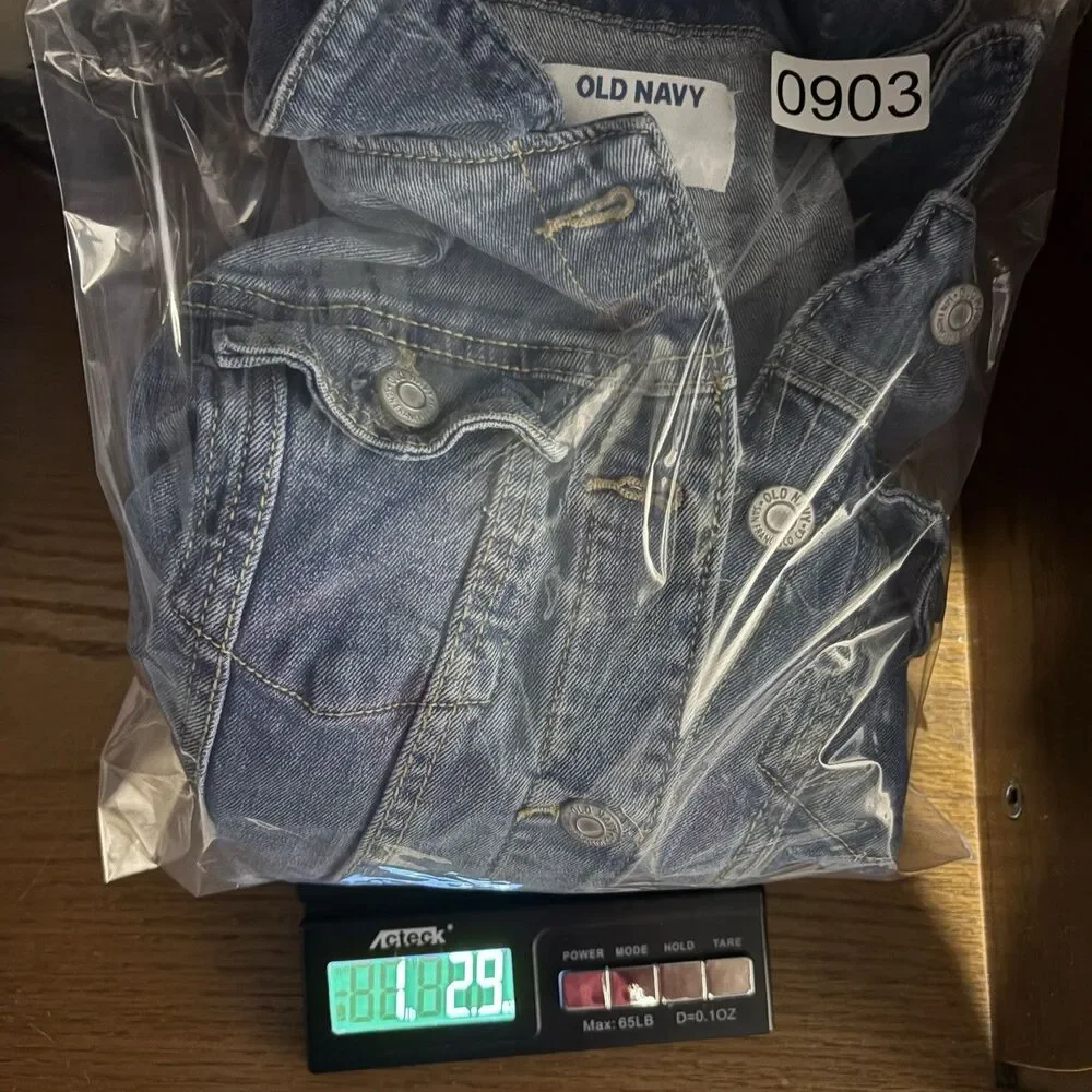 Old Navy Kids Denim Jacket Youth Large 10-12 Blue Trucker Button Front Stretch